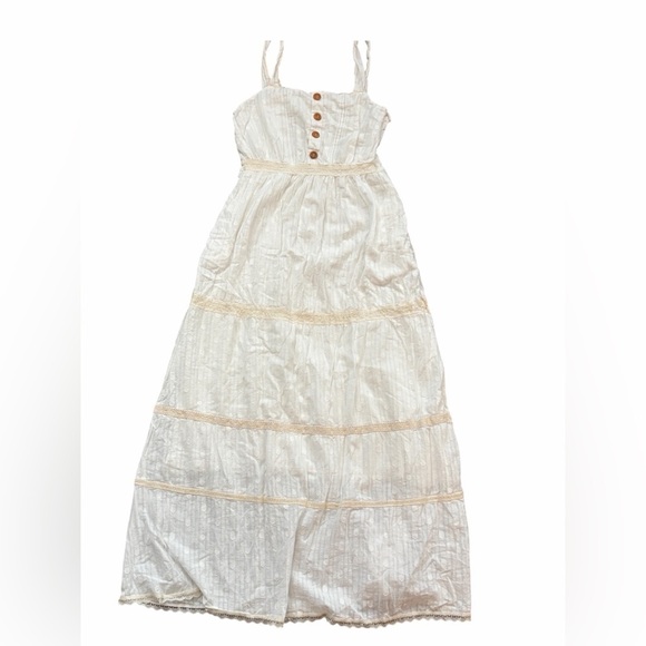 Lucca Dresses & Skirts - White cotton midi dress with lace detail size M cottagecore whimsical farmhand